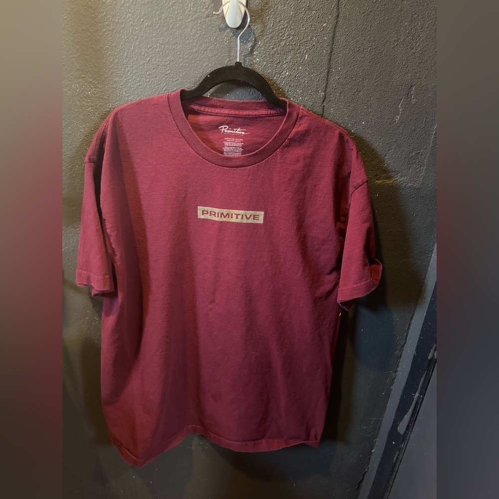 Primitive Men's Maroon Short Sleeve Tee with Graphic on the Back